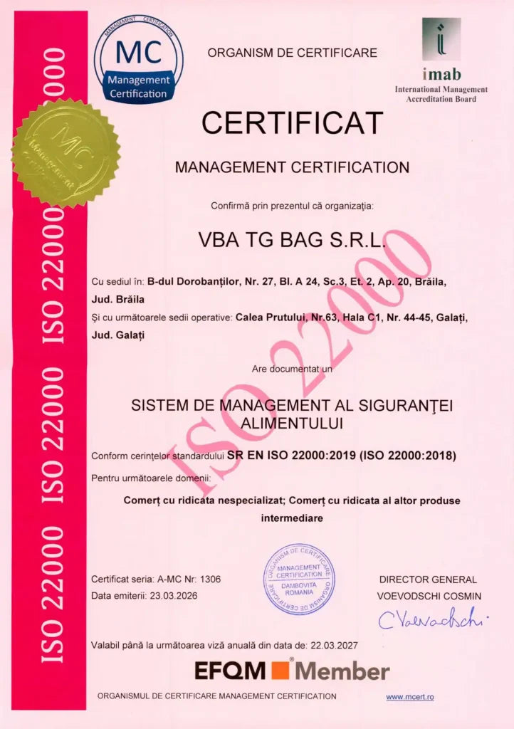 Certificat ISO 22000
